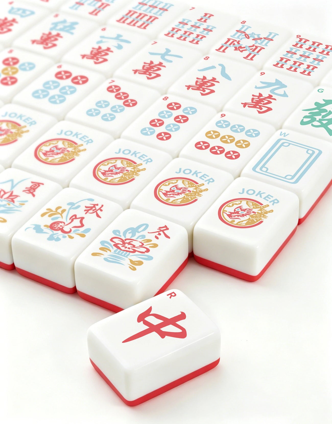 Mahjtopia American Mahjong tiles set with tiles, mat, soft bag, chips, dice, and playing cards